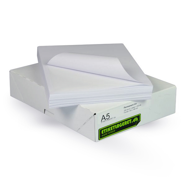 A5 Etiketter på ark, format 148 x 210 mm, 250 etiketter/kasse